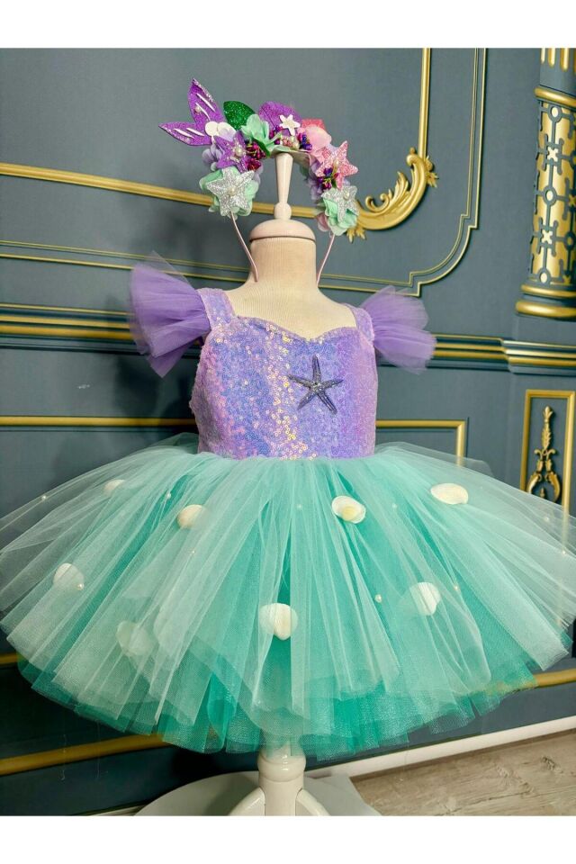Deniz kızı kostümü,kız çocuk deniz kızı tütü elbise