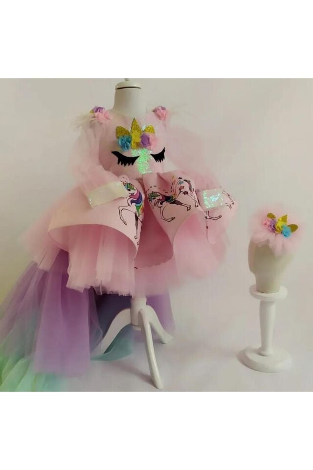 Kız Çoçuk Unicorn Elbise,Kız Çoçuk Parti Elbisesi